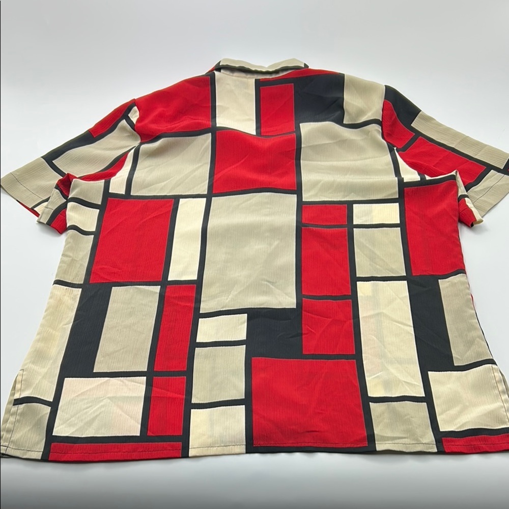 Allison Daley Vintage Button Down Shirt 16 Collared Abstract Ribbed Short Sleeve - Picture 13 of 16